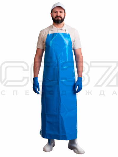 Фартук рабочий полиуретановый уплотнённый цв. синий-1