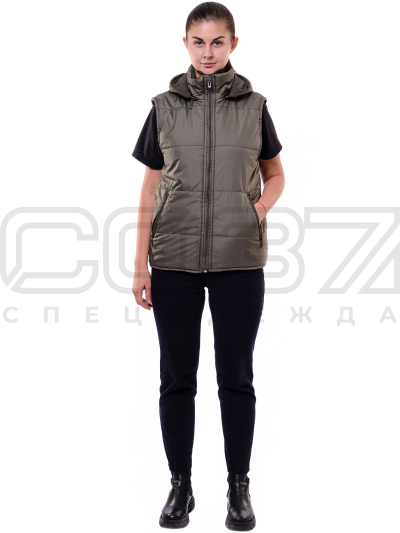 Жилет утеплённый с капюшоном цв.хаки тк.дюспо 1