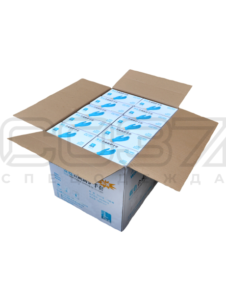 Перчатки одноразовые цв. голубой-6